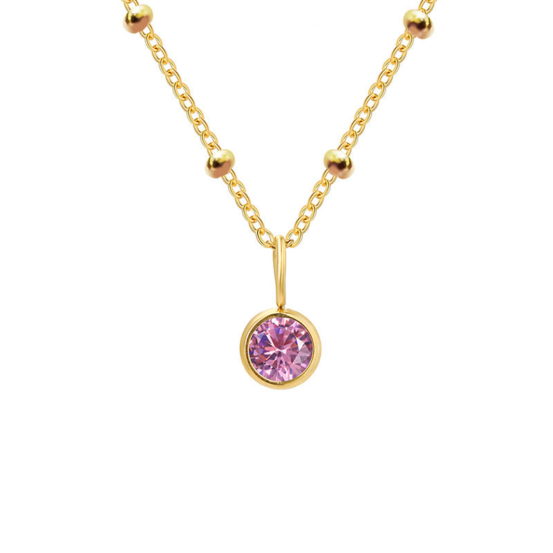 Collana con ciondolo con pietra portafortuna rotonda Olivenorma da 8 mm