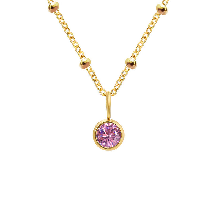 Collana con ciondolo con pietra portafortuna rotonda Olivenorma da 8 mm
