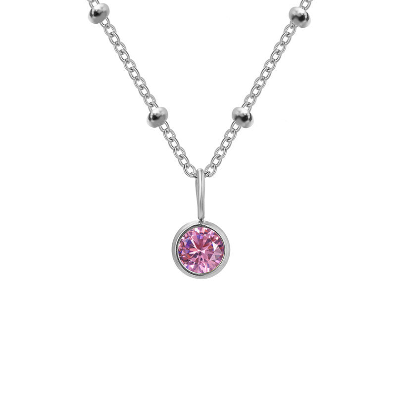 Collana con ciondolo con pietra portafortuna rotonda Olivenorma da 8 mm