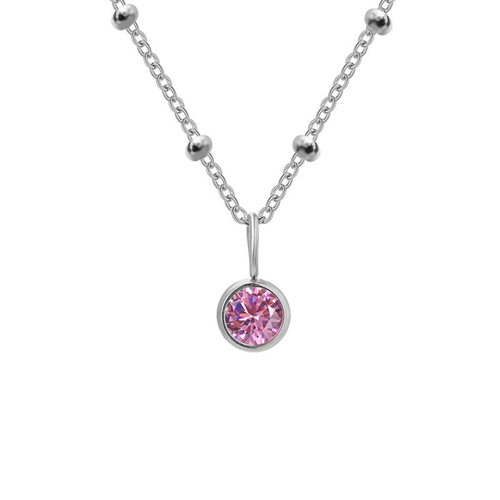 Collana con ciondolo con pietra portafortuna rotonda Olivenorma da 8 mm