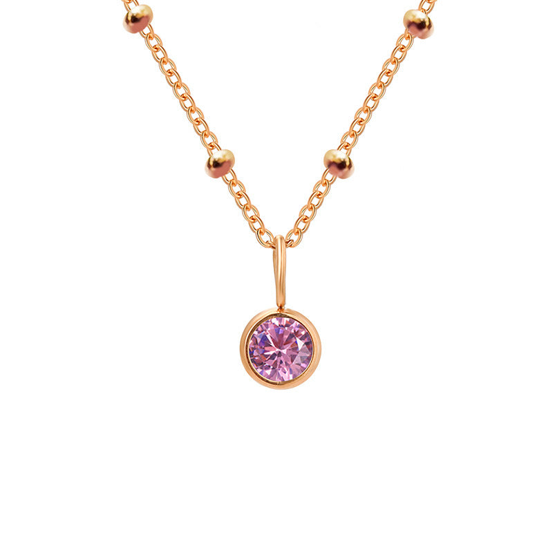 Collana con ciondolo con pietra portafortuna rotonda Olivenorma da 8 mm