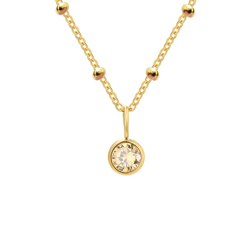 Collana con ciondolo con pietra portafortuna rotonda Olivenorma da 8 mm