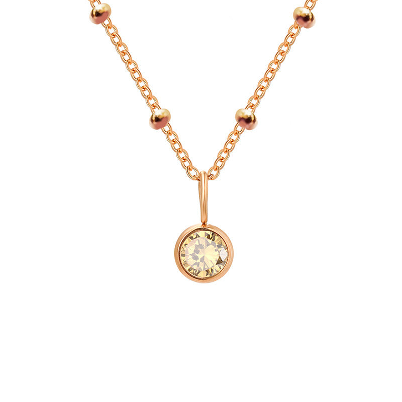 Collana con ciondolo con pietra portafortuna rotonda Olivenorma da 8 mm