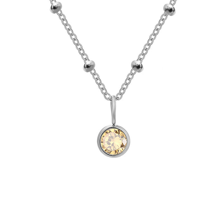 Collana con ciondolo con pietra portafortuna rotonda Olivenorma da 8 mm