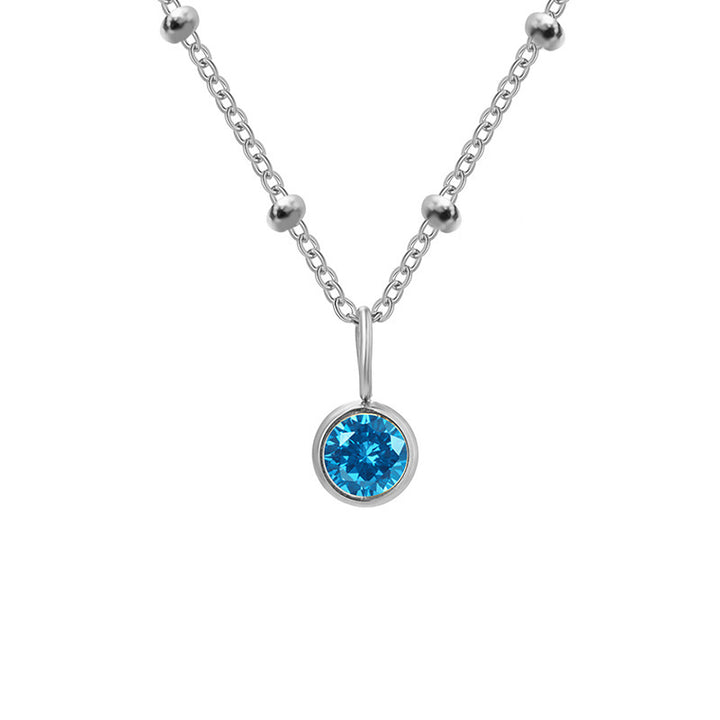 Collana con ciondolo con pietra portafortuna rotonda Olivenorma da 8 mm