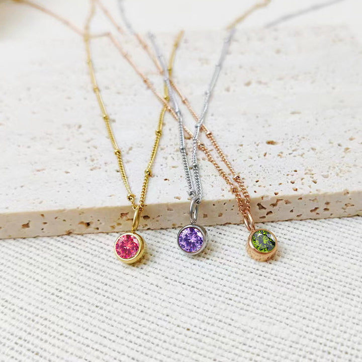 Collana con ciondolo con pietra portafortuna rotonda Olivenorma da 8 mm