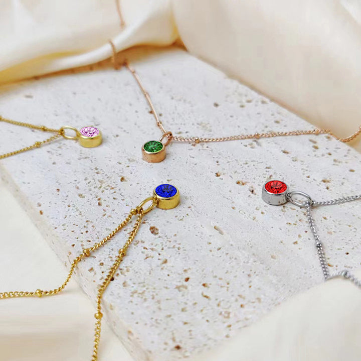 Collana con ciondolo con pietra portafortuna rotonda Olivenorma da 8 mm