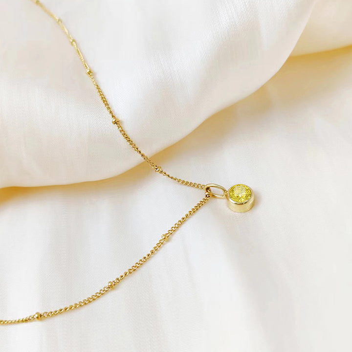 Collana con ciondolo con pietra portafortuna rotonda Olivenorma da 8 mm