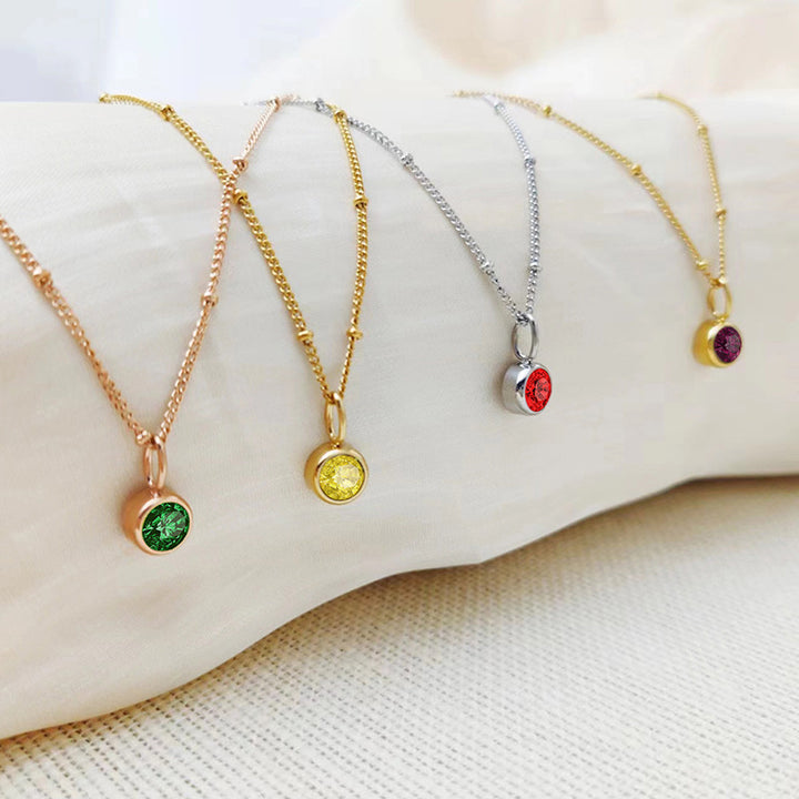 Collana con ciondolo con pietra portafortuna rotonda Olivenorma da 8 mm