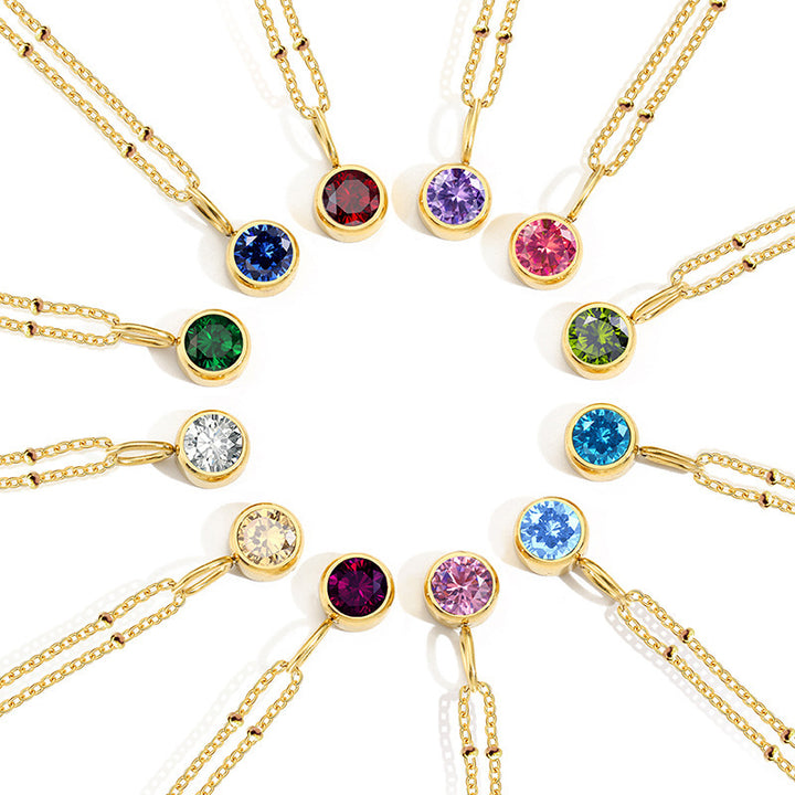 Collana con ciondolo con pietra portafortuna rotonda Olivenorma da 8 mm