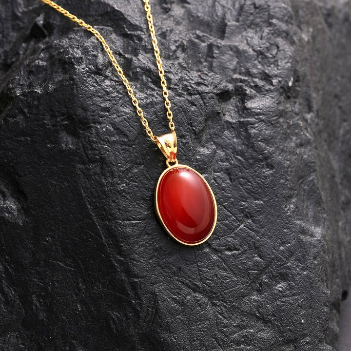 Collana Olivenorma in agata rossa S925 in argento sterling placcato oro 