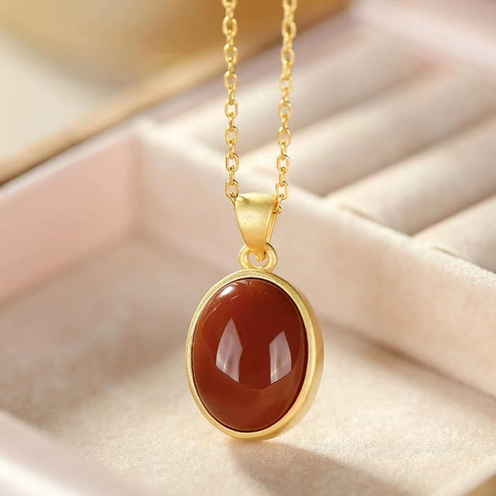 Collana Olivenorma in agata rossa S925 in argento sterling placcato oro 