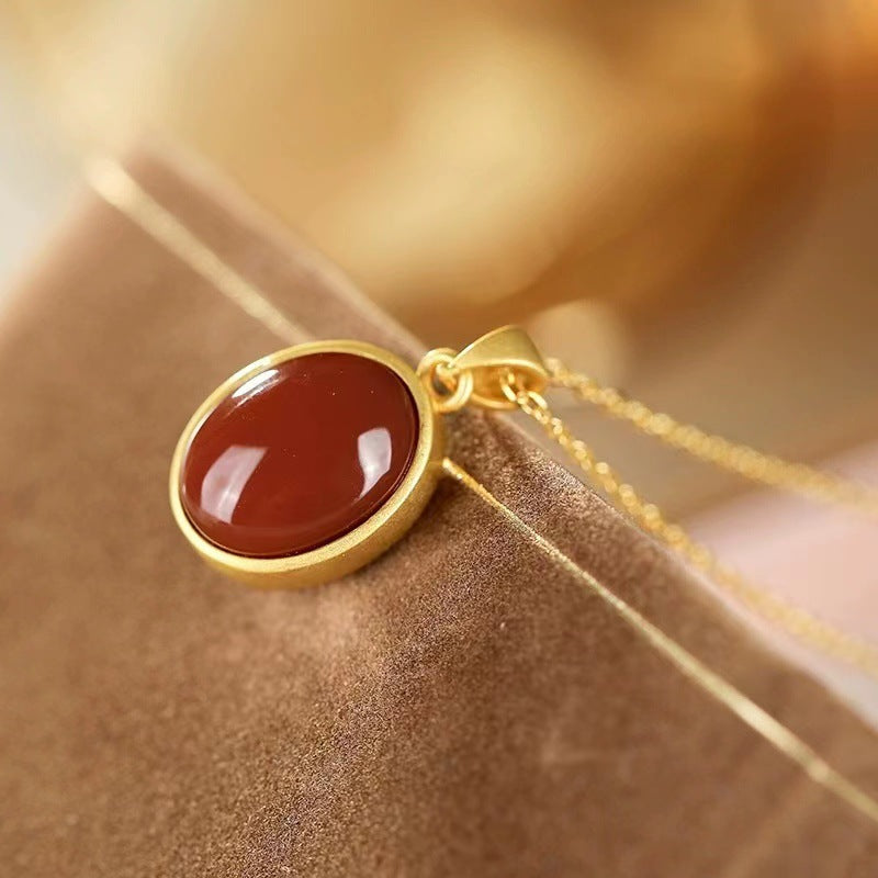 Collana Olivenorma in agata rossa S925 in argento sterling placcato oro 
