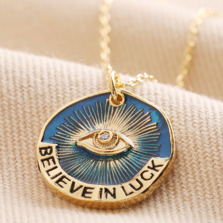 Collana con ciondolo "Believe In Luck" Olivenorma contro il malocchio 