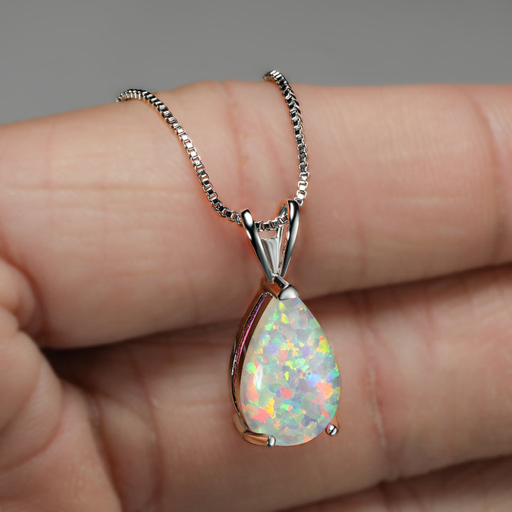 Collana con ciondolo in opale a goccia minimalista Olivenorma