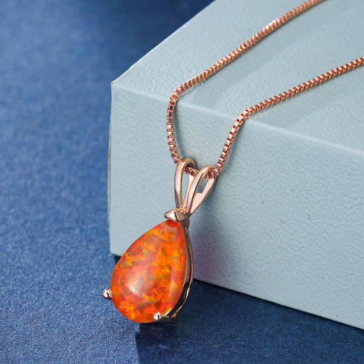 Collana con ciondolo in opale a goccia minimalista Olivenorma