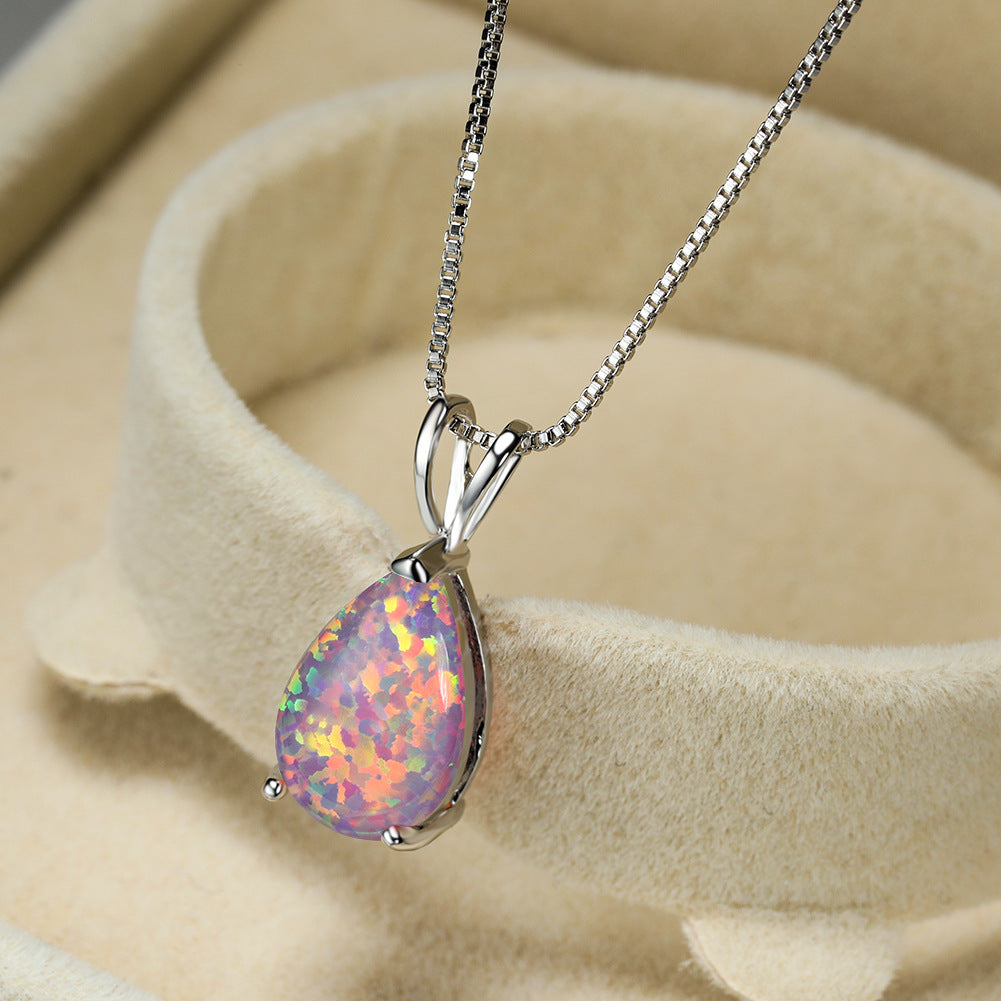 Collana con ciondolo in opale a goccia minimalista Olivenorma