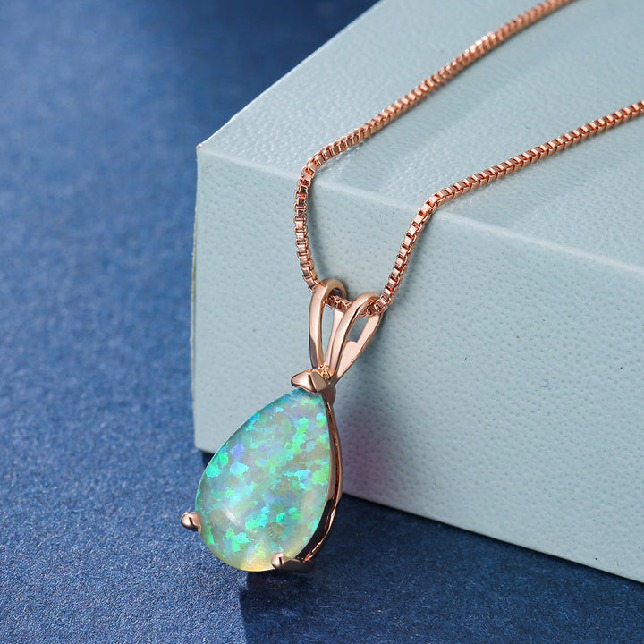 Collana con ciondolo in opale a goccia minimalista Olivenorma