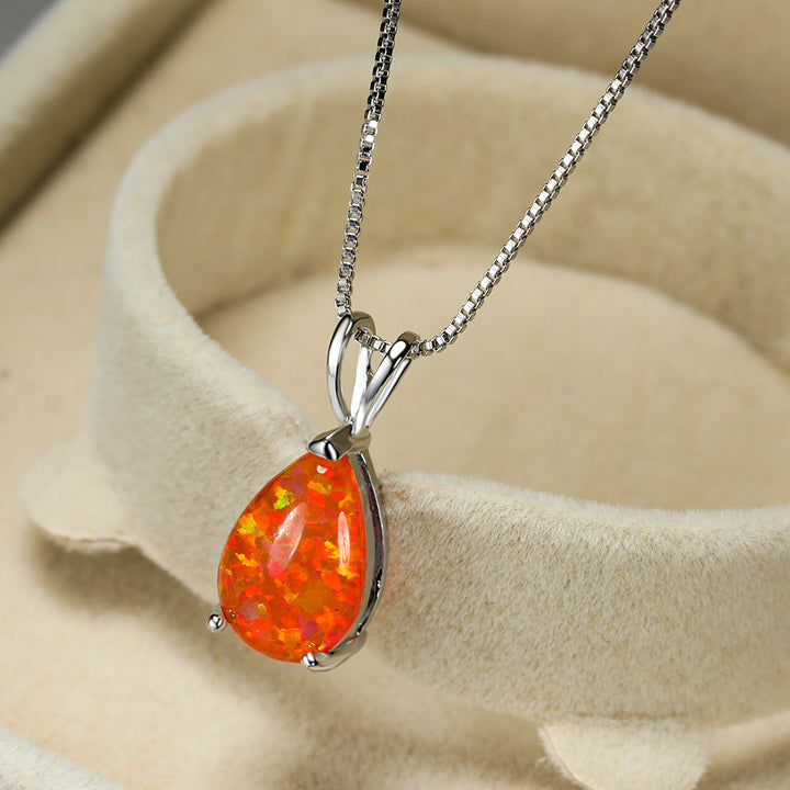 Collana con ciondolo in opale a goccia minimalista Olivenorma