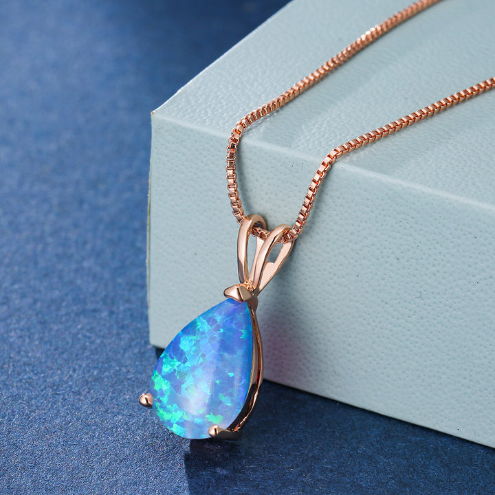 Collana con ciondolo in opale a goccia minimalista Olivenorma