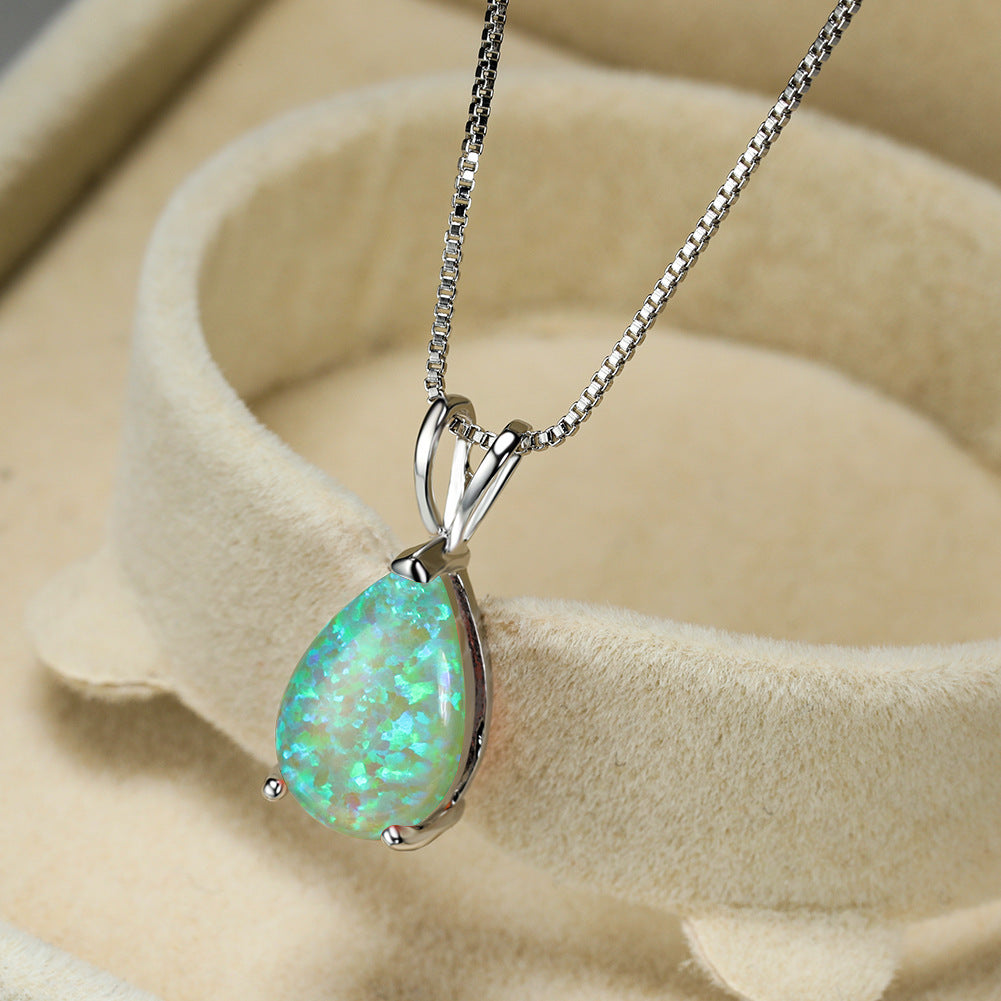 Collana con ciondolo in opale a goccia minimalista Olivenorma
