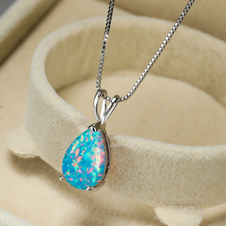 Collana con ciondolo in opale a goccia minimalista Olivenorma