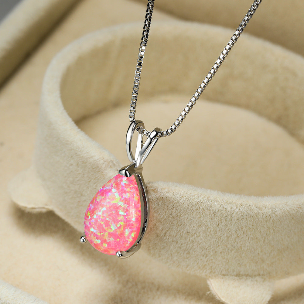 Collana con ciondolo in opale a goccia minimalista Olivenorma