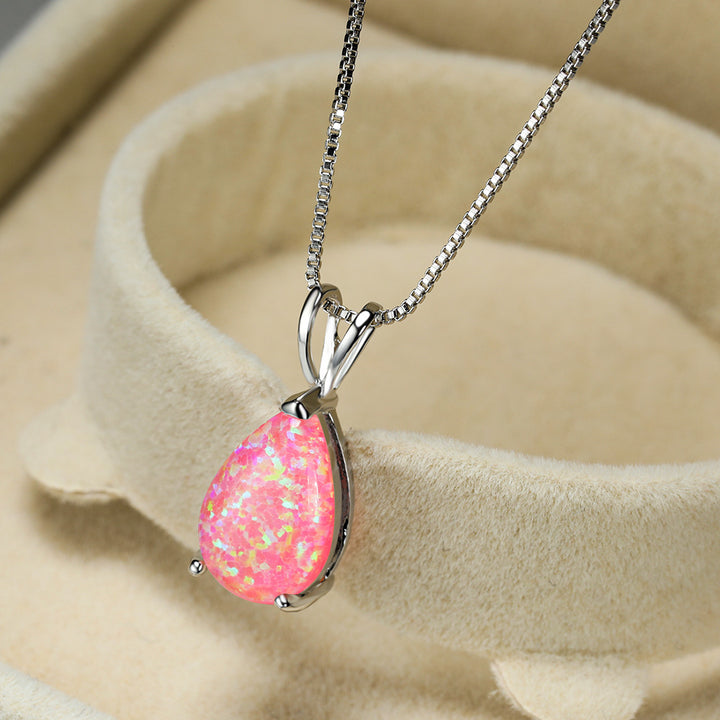 Collana con ciondolo in opale a goccia minimalista Olivenorma