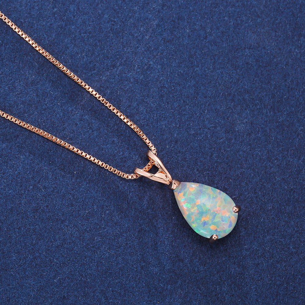 Collana con ciondolo in opale a goccia minimalista Olivenorma