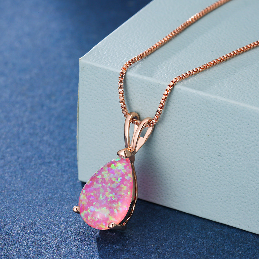 Collana con ciondolo in opale a goccia minimalista Olivenorma