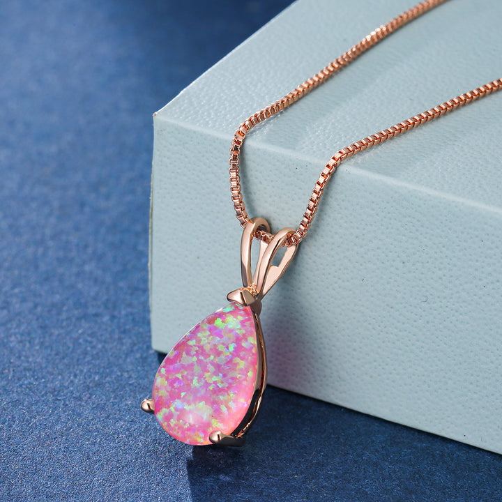 Collana con ciondolo in opale a goccia minimalista Olivenorma