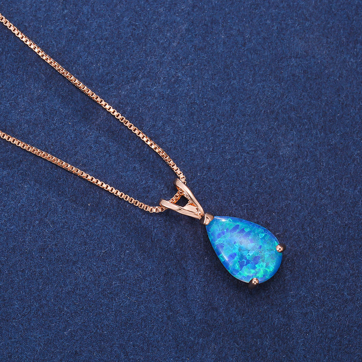 Collana con ciondolo in opale a goccia minimalista Olivenorma