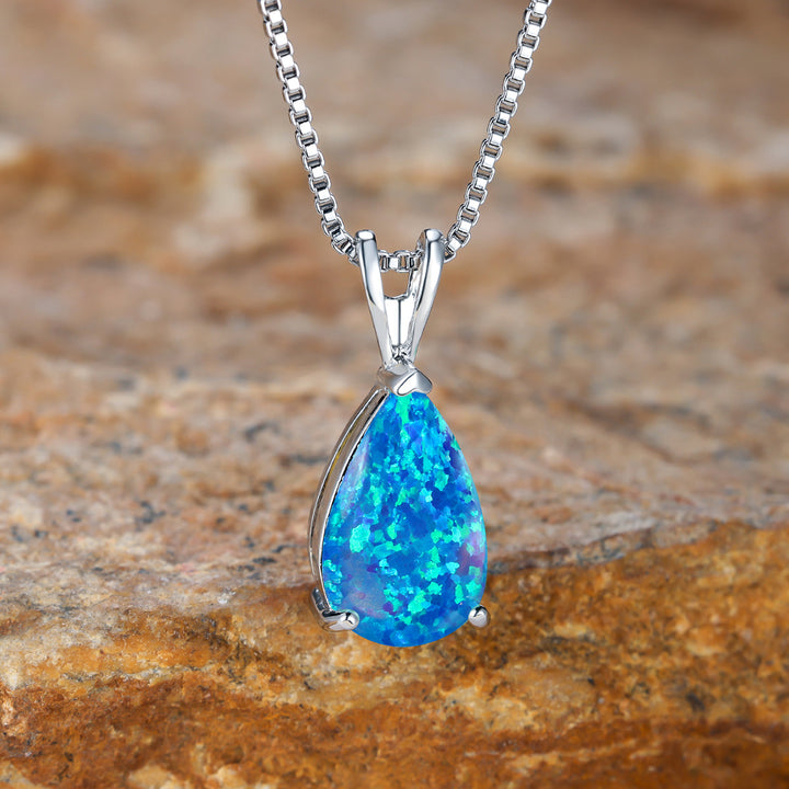 Collana con ciondolo in opale a goccia minimalista Olivenorma