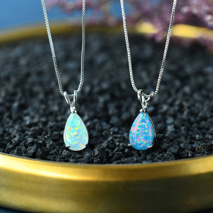 Collana con ciondolo in opale a goccia minimalista Olivenorma