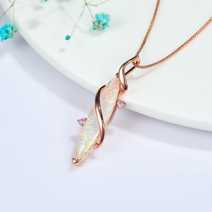 Collana con ciondolo in opale bianco con occhio di cavallo speciale Olivenorma