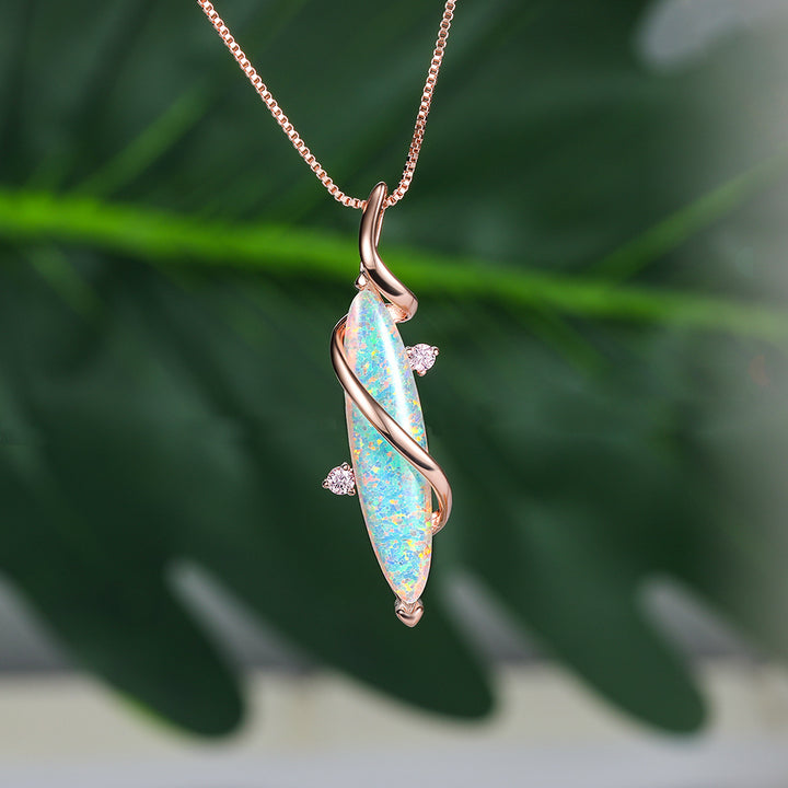 Collana con ciondolo in opale bianco con occhio di cavallo speciale Olivenorma