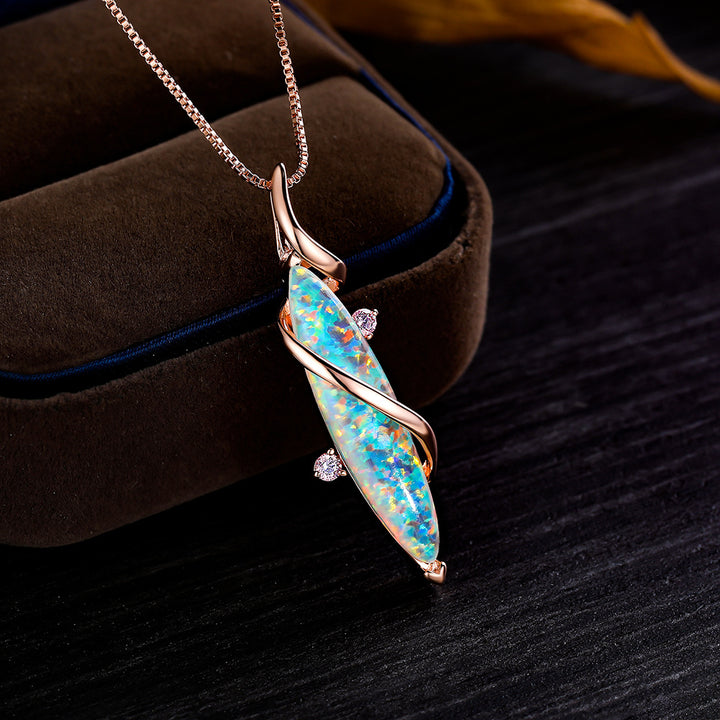 Collana con ciondolo in opale bianco con occhio di cavallo speciale Olivenorma