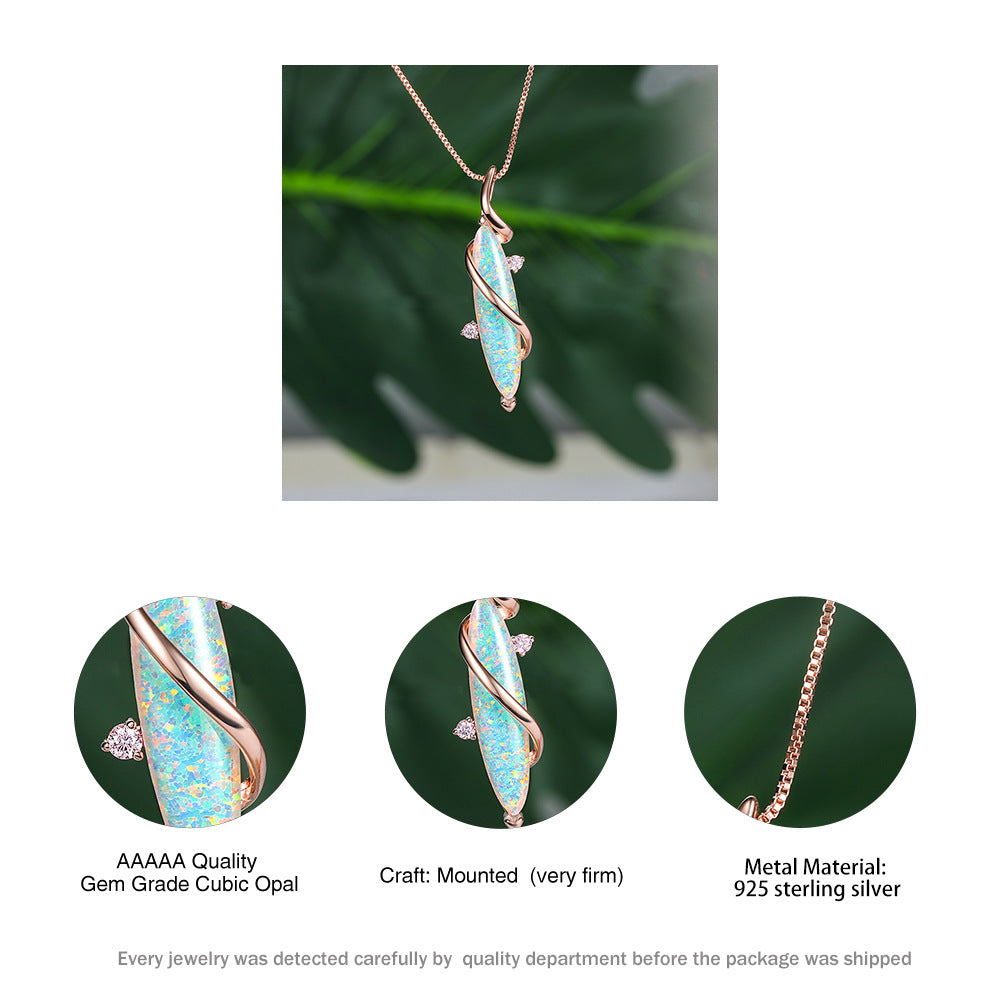 Collana con ciondolo in opale bianco con occhio di cavallo speciale Olivenorma