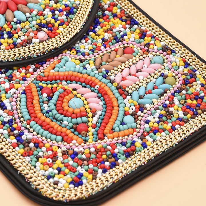 Olivenorma Borsa per cellulare Hamsa con perline bohémien e occhio malvagio