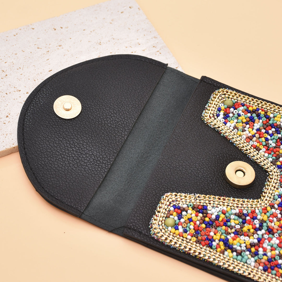 Olivenorma Borsa per cellulare Hamsa con perline bohémien e occhio malvagio