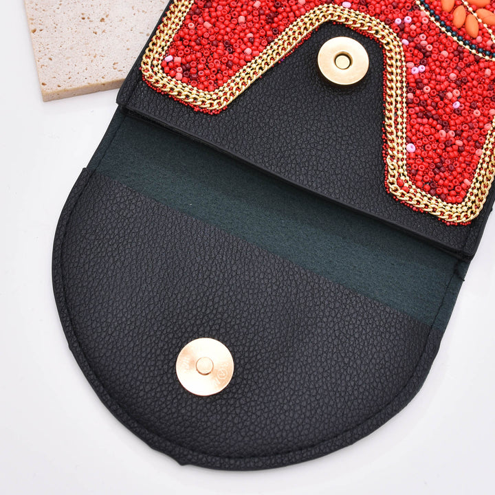 Olivenorma Borsa per cellulare con fiori di perline bohémien 