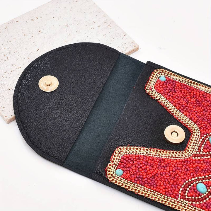 Olivenorma Borsa per cellulare con fiori di perline bohémien 