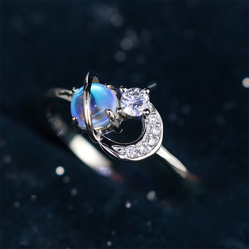Olivenorma "The Pure Break" - Anello con pietra lunare e pianeta
