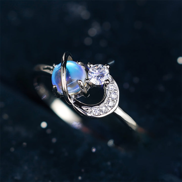 Olivenorma "The Pure Break" - Anello con pietra lunare e pianeta