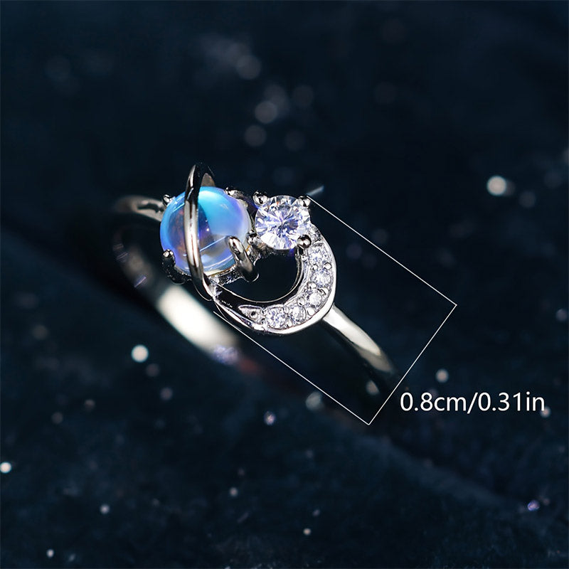 Olivenorma "The Pure Break" - Anello con pietra lunare e pianeta