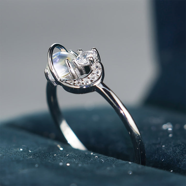 Olivenorma "The Pure Break" - Anello con pietra lunare e pianeta