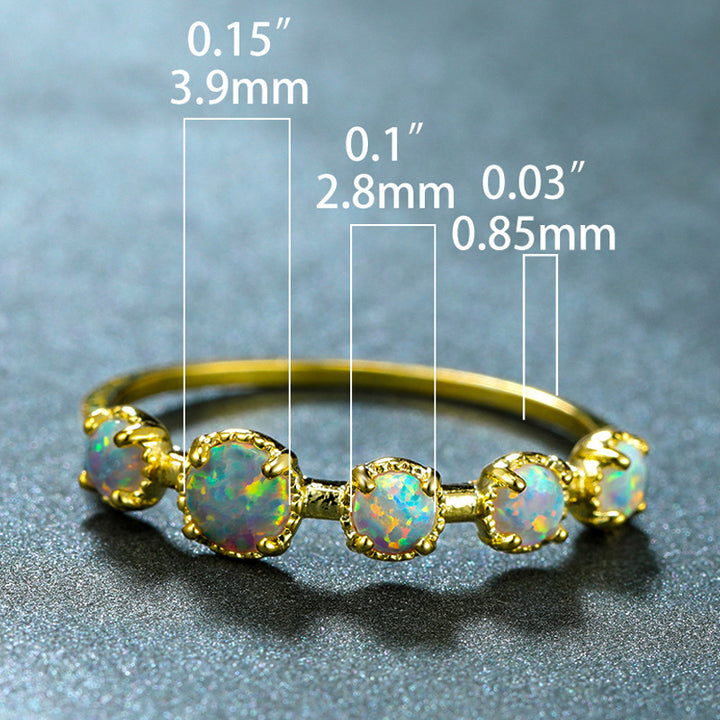 Anello Olivenorma Cinque Opali Blu Bianco Semplici Disegni