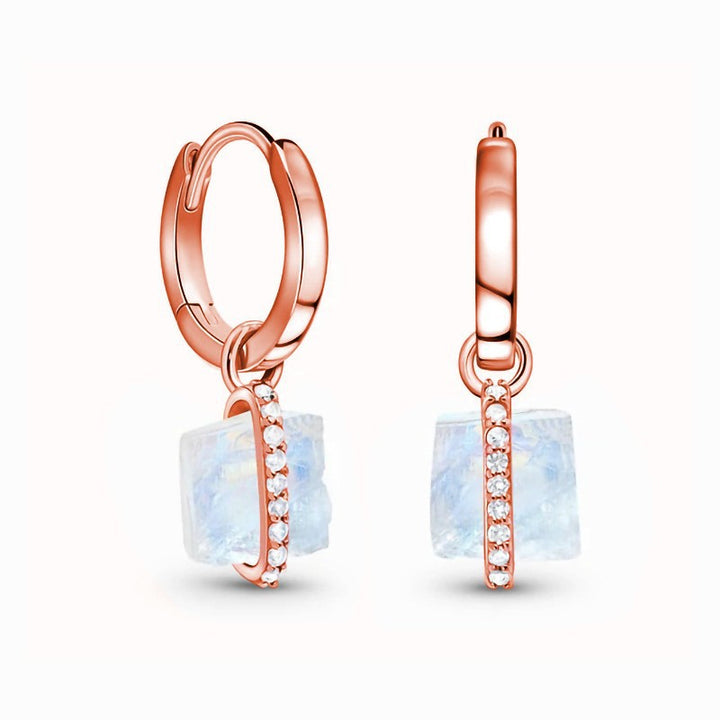 Orecchini Olivenorma Square Moonstone S925 in argento e oro rosa