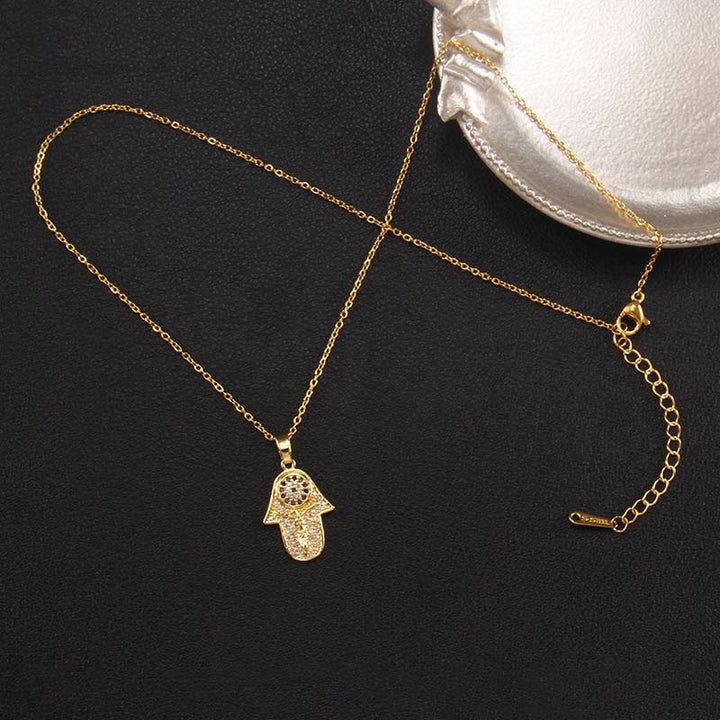 Olivenorma "Buona Fortuna" Hamsa con Collana Occhio Malvagio