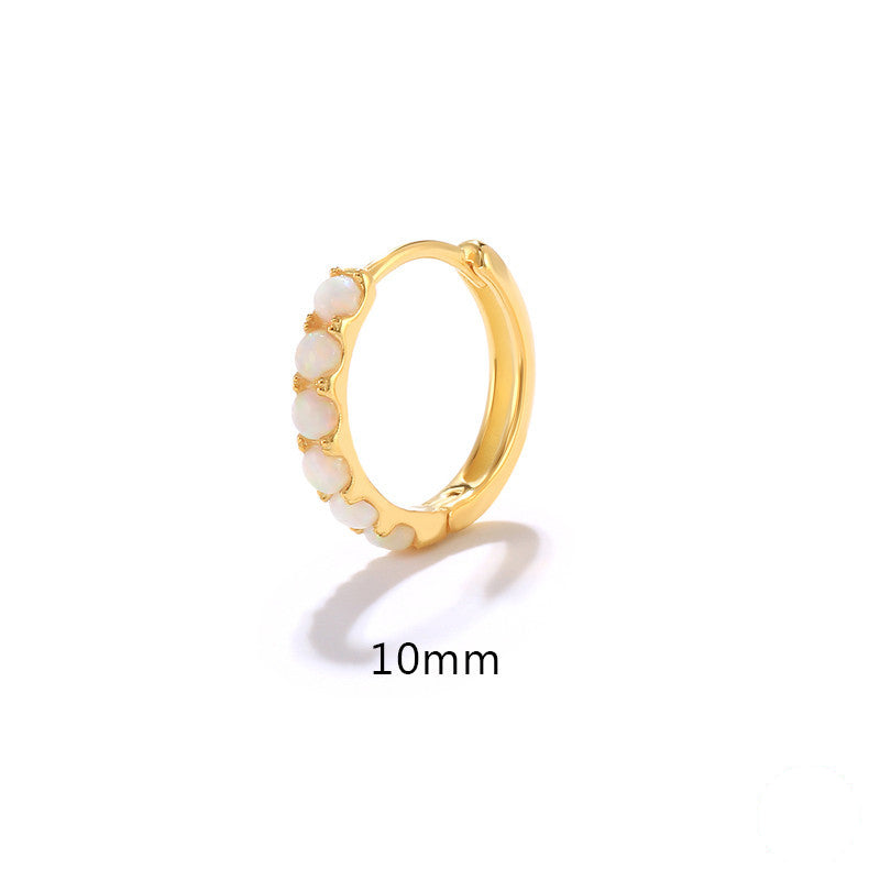 Olivenorma Opal Huggie Hoops Orecchini in argento sterling S925  - Opale bianco - 10 centimetri - image 3